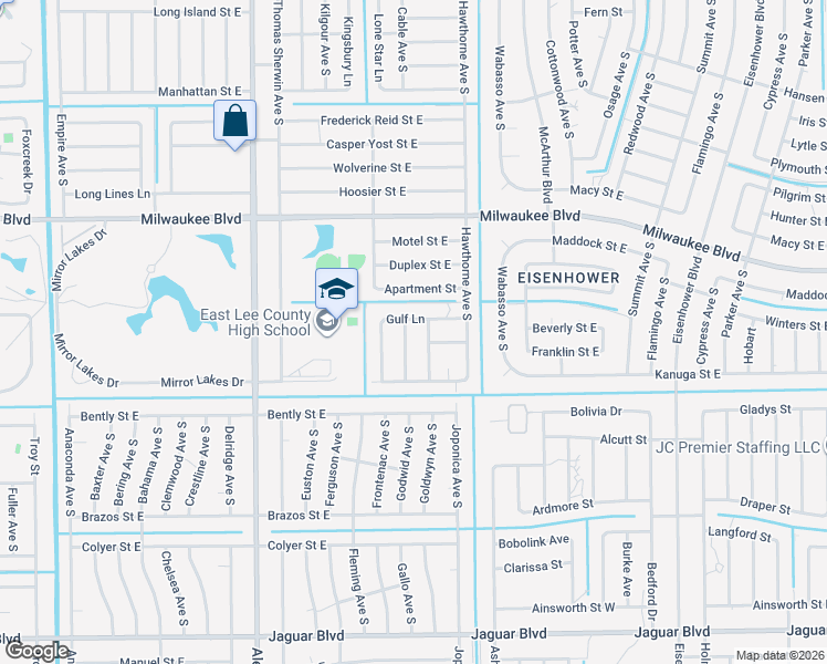 map of restaurants, bars, coffee shops, grocery stores, and more near 865 Gulf Lane in Lehigh Acres