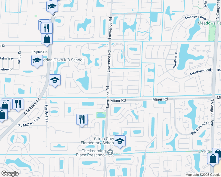 map of restaurants, bars, coffee shops, grocery stores, and more near 8815 Lawrence Road in Boynton Beach