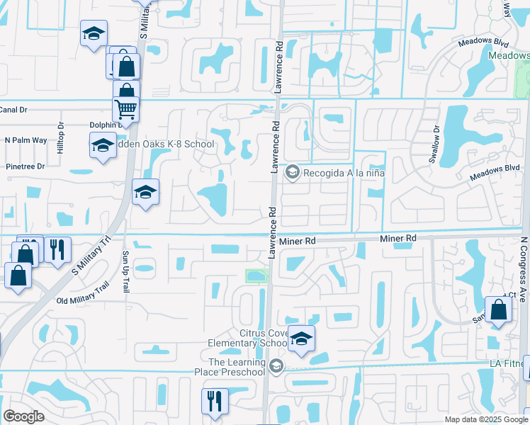 map of restaurants, bars, coffee shops, grocery stores, and more near 4047 Manor Forest Trail in Boynton Beach