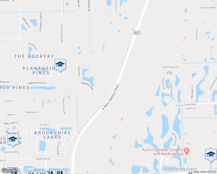 map of restaurants, bars, coffee shops, grocery stores, and more near 7231 Bergamo Way in Fort Myers