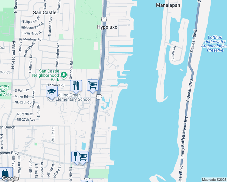 map of restaurants, bars, coffee shops, grocery stores, and more near 920 Via Villagio in Hypoluxo