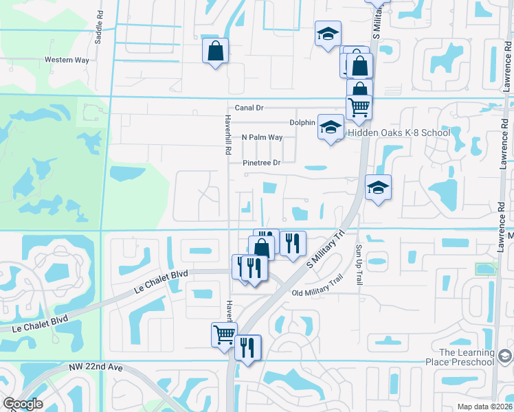 map of restaurants, bars, coffee shops, grocery stores, and more near 7996 Canary Island Way in Boynton Beach