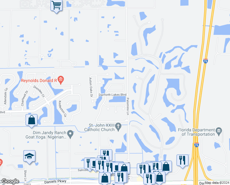 map of restaurants, bars, coffee shops, grocery stores, and more near 8883 Falcon Pointe Loop in Fort Myers
