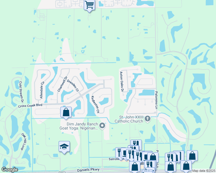 map of restaurants, bars, coffee shops, grocery stores, and more near 12986 Kedleston Circle in Fort Myers