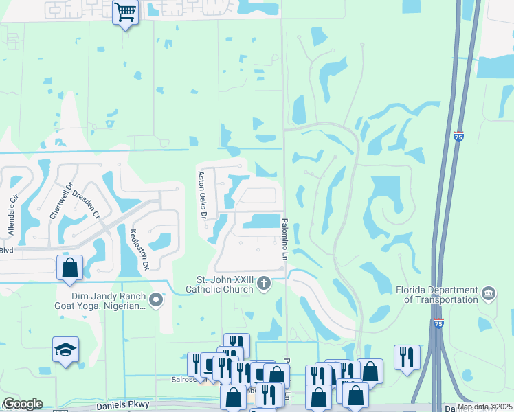 map of restaurants, bars, coffee shops, grocery stores, and more near 8896 Falcon Pointe Loop in Fort Myers