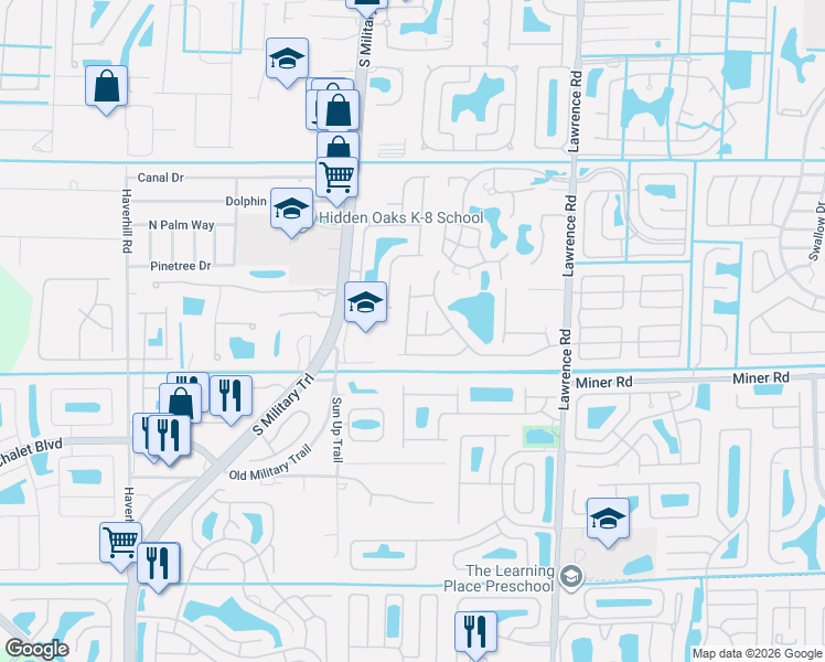 map of restaurants, bars, coffee shops, grocery stores, and more near 7801 Manor Forest Lane in Boynton Beach