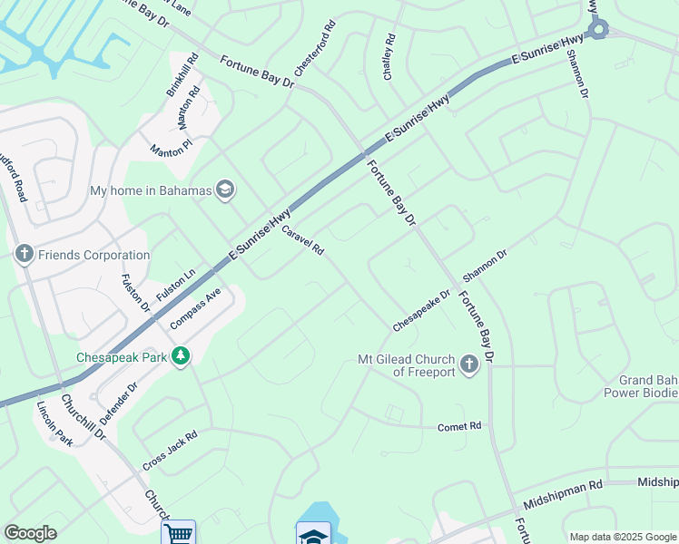 map of restaurants, bars, coffee shops, grocery stores, and more near Caravel Road in Freeport
