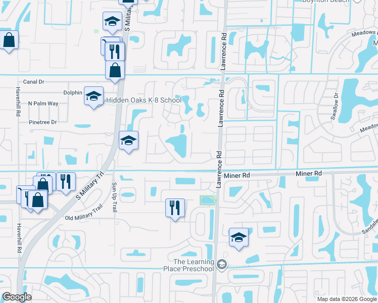 map of restaurants, bars, coffee shops, grocery stores, and more near 4168 Manor Forest Trail in Boynton Beach