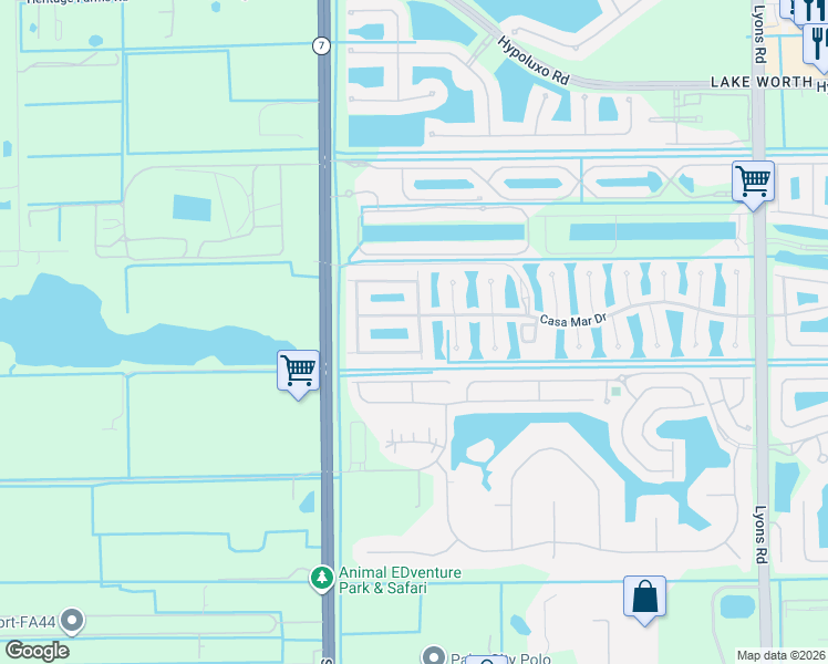 map of restaurants, bars, coffee shops, grocery stores, and more near 7856 Royal Lace Terrace in Lake Worth