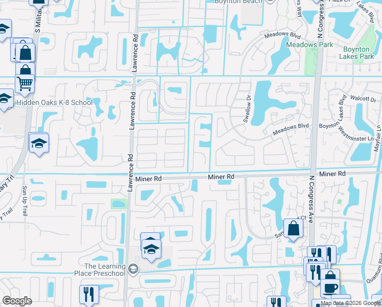 map of restaurants, bars, coffee shops, grocery stores, and more near 3735 Challenger Circle in Boynton Beach
