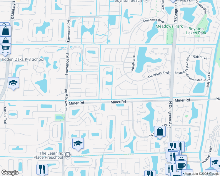 map of restaurants, bars, coffee shops, grocery stores, and more near 1118 Fosters Mill Drive in Boynton Beach