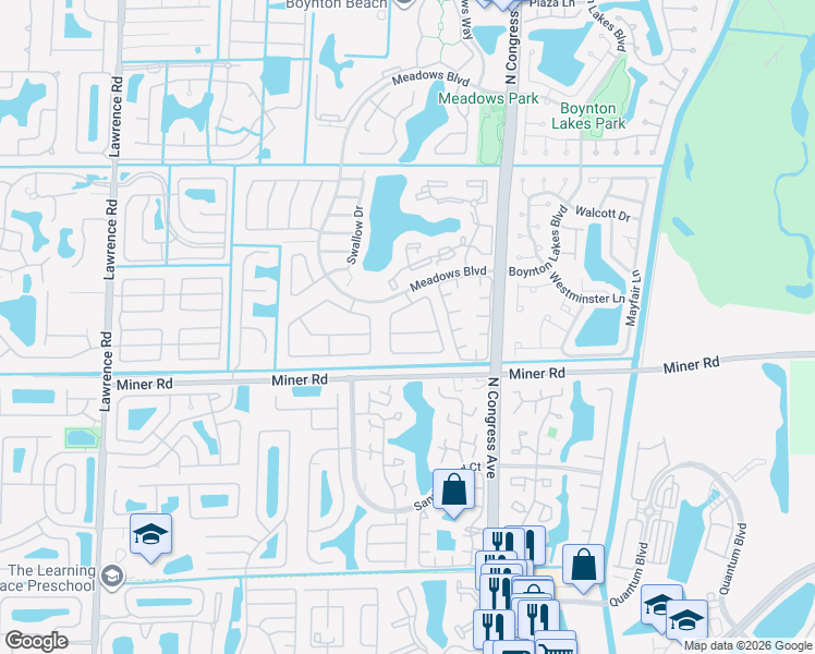 map of restaurants, bars, coffee shops, grocery stores, and more near 49 Baytree Circle in Boynton Beach