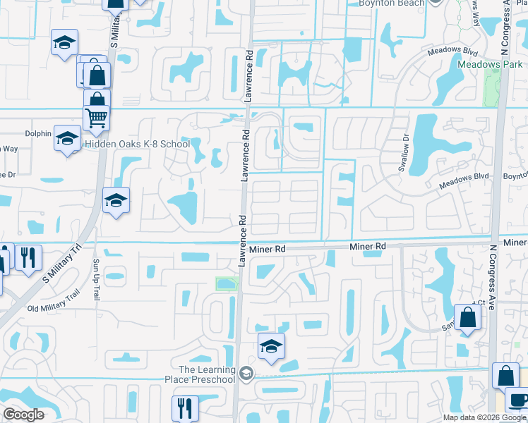 map of restaurants, bars, coffee shops, grocery stores, and more near 3925 Hallmark Circle in Boynton Beach