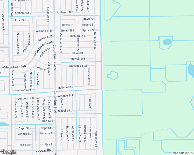 map of restaurants, bars, coffee shops, grocery stores, and more near 647 Naples Avenue South in Lehigh Acres