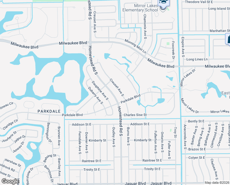 map of restaurants, bars, coffee shops, grocery stores, and more near 682 Creuset Avenue South in Lehigh Acres