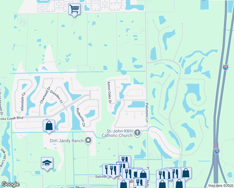 map of restaurants, bars, coffee shops, grocery stores, and more near 12787 Meadowhawk Drive in Fort Myers