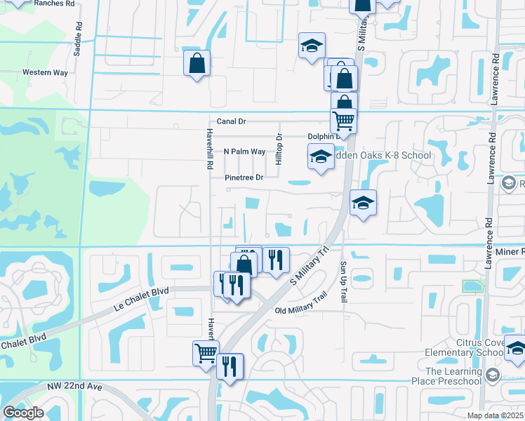 map of restaurants, bars, coffee shops, grocery stores, and more near 7841 Patriot Street in Lake Worth