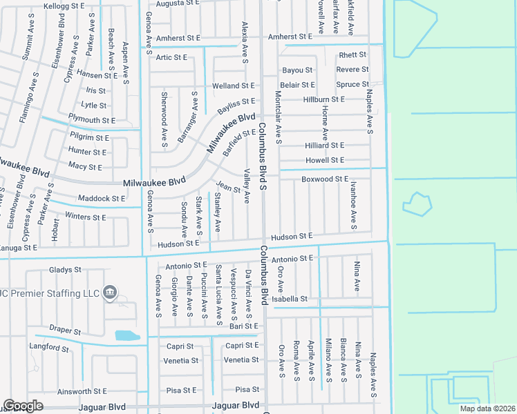 map of restaurants, bars, coffee shops, grocery stores, and more near 646 Columbus Boulevard in Lehigh Acres