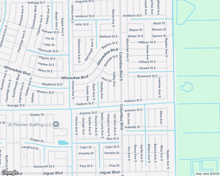 map of restaurants, bars, coffee shops, grocery stores, and more near 645 Vasser Avenue South in Lehigh Acres