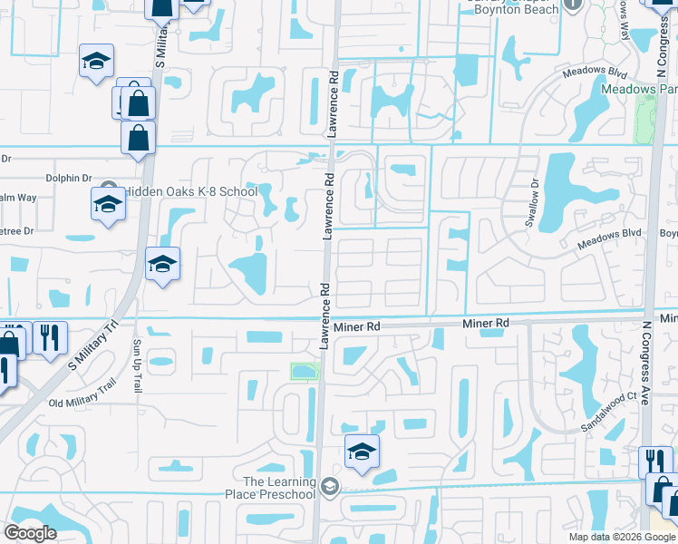 map of restaurants, bars, coffee shops, grocery stores, and more near 3925 Hallmark Circle in Boynton Beach