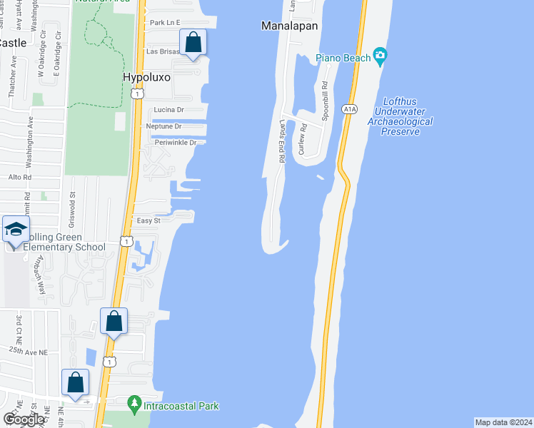 map of restaurants, bars, coffee shops, grocery stores, and more near 1685 Lands End Road in Lantana