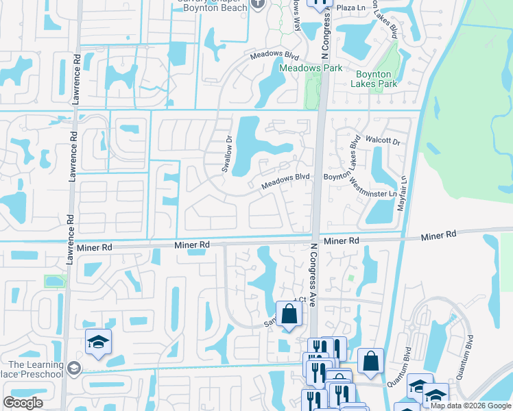 map of restaurants, bars, coffee shops, grocery stores, and more near 49 Baytree Circle in Boynton Beach