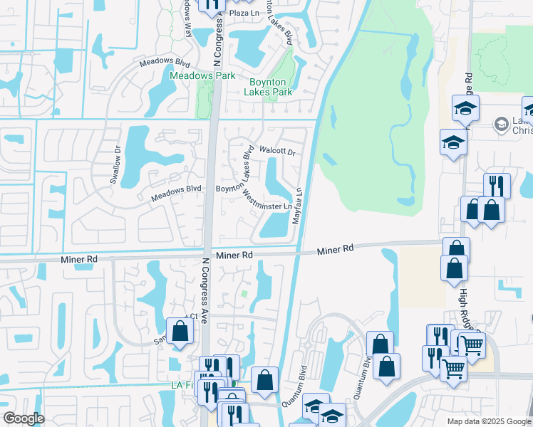 map of restaurants, bars, coffee shops, grocery stores, and more near 12 Camden Lane in Boynton Beach