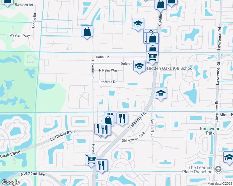 map of restaurants, bars, coffee shops, grocery stores, and more near 7841 Patriot Street in Lake Worth