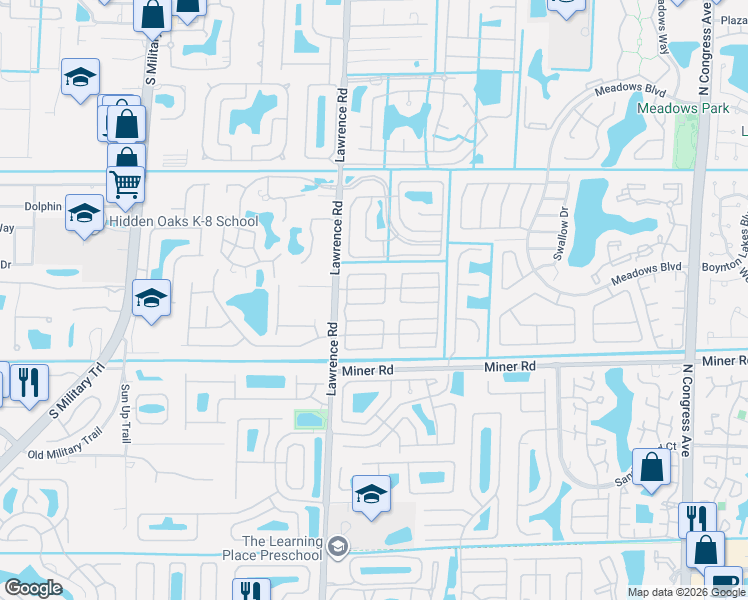 map of restaurants, bars, coffee shops, grocery stores, and more near 3925 Hallmark Circle in Boynton Beach