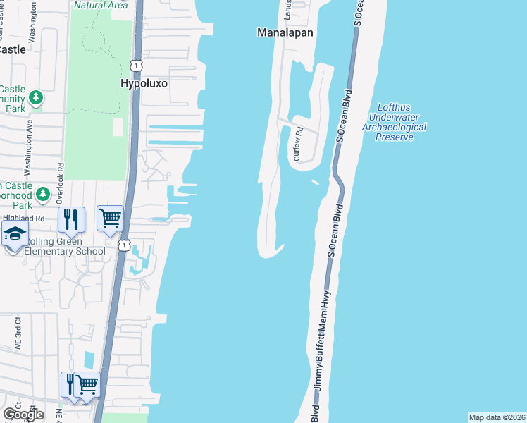 map of restaurants, bars, coffee shops, grocery stores, and more near 1685 Lands End Road in Lantana
