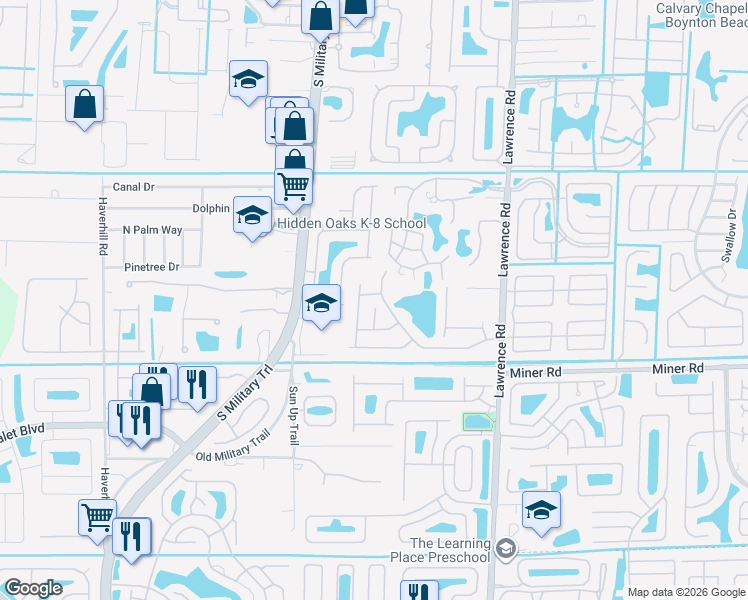 map of restaurants, bars, coffee shops, grocery stores, and more near 7760 Manor Forest Lane in Boynton Beach