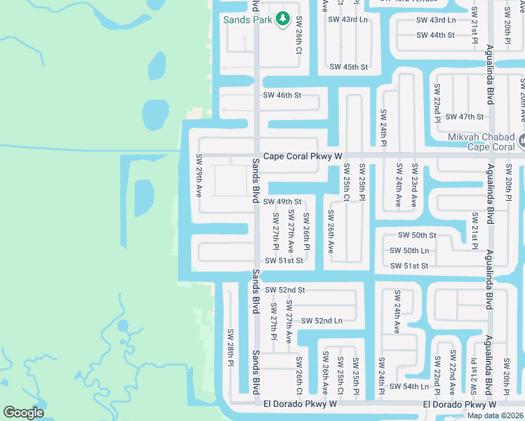 map of restaurants, bars, coffee shops, grocery stores, and more near 4905 Sands Boulevard in Cape Coral