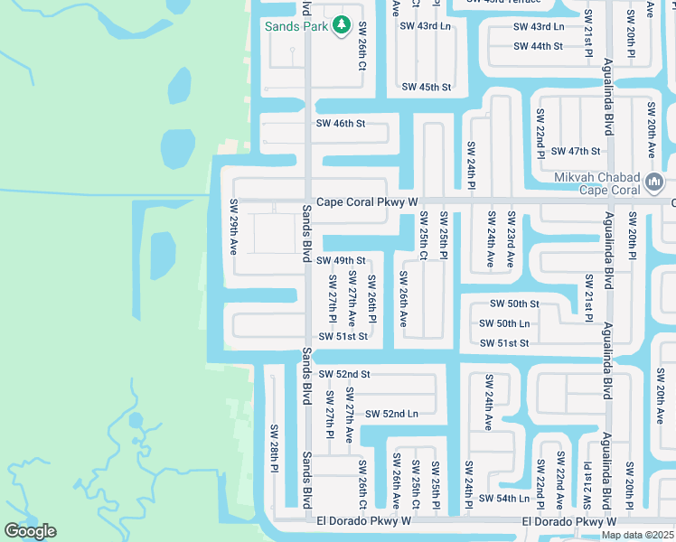 map of restaurants, bars, coffee shops, grocery stores, and more near 2713 Southwest 49th Street in Cape Coral