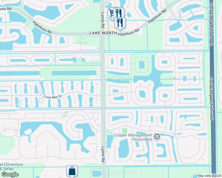 map of restaurants, bars, coffee shops, grocery stores, and more near 7822 Vista Palms Way in Lake Worth