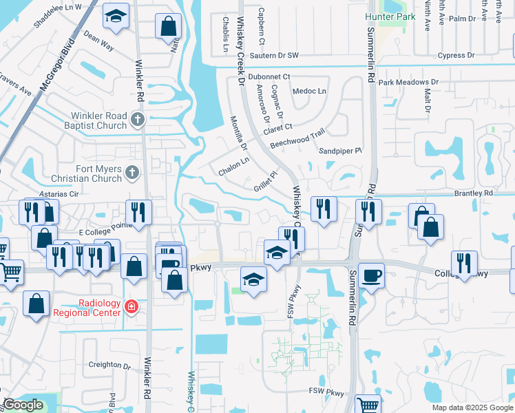 map of restaurants, bars, coffee shops, grocery stores, and more near 5721 Grillet Place in Fort Myers