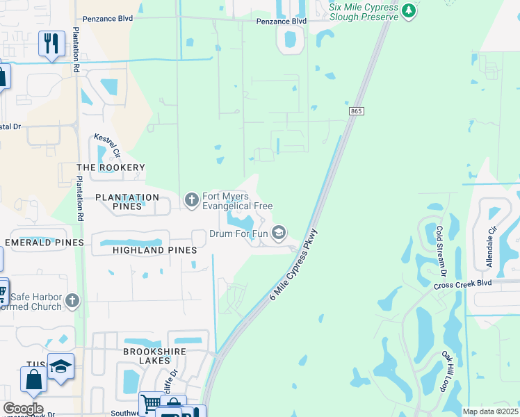 map of restaurants, bars, coffee shops, grocery stores, and more near 12129 Lucca Street in Fort Myers