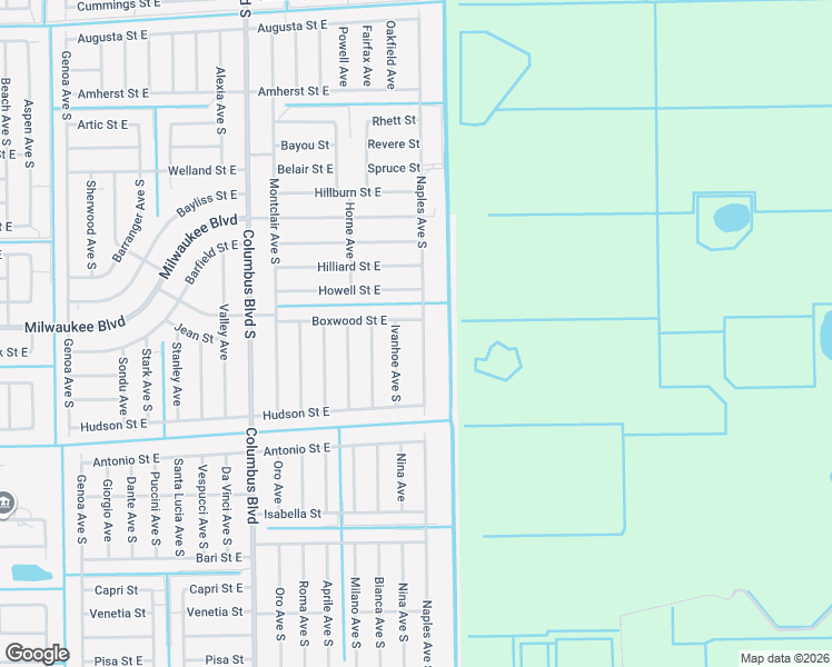 map of restaurants, bars, coffee shops, grocery stores, and more near 633 Naples Avenue South in Lehigh Acres