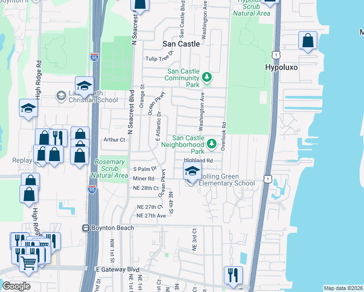 map of restaurants, bars, coffee shops, grocery stores, and more near 1237 Peak Road in Lantana