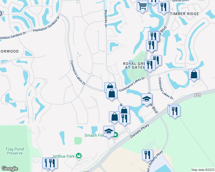 map of restaurants, bars, coffee shops, grocery stores, and more near 12602 Westhaven Way in Fort Myers