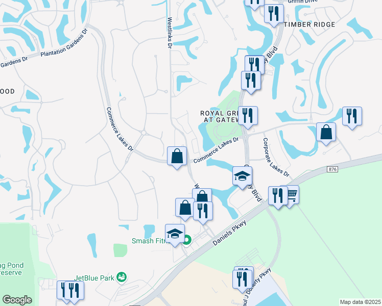 map of restaurants, bars, coffee shops, grocery stores, and more near 12600 Laurel Cove Drive in Fort Myers