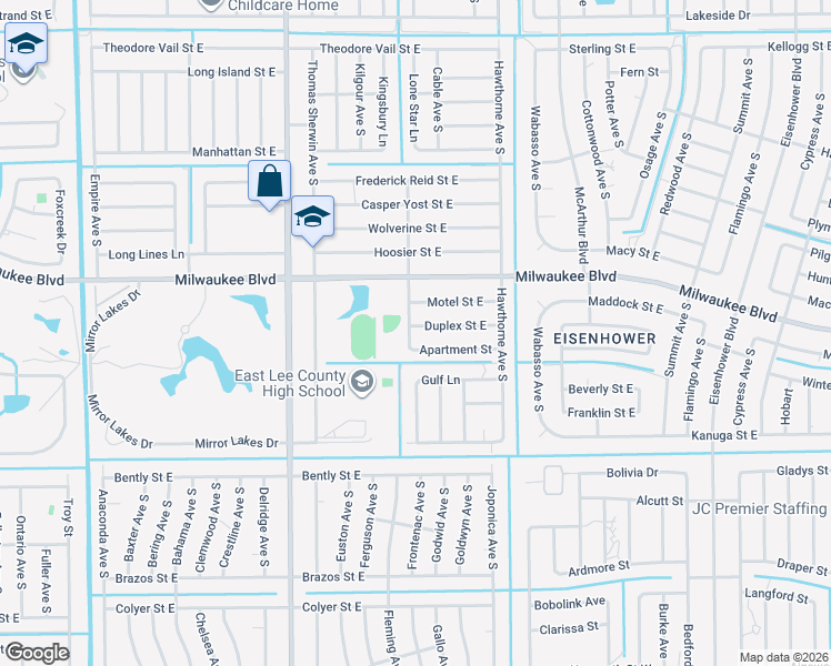 map of restaurants, bars, coffee shops, grocery stores, and more near 834 Duplex Street East in Lehigh Acres