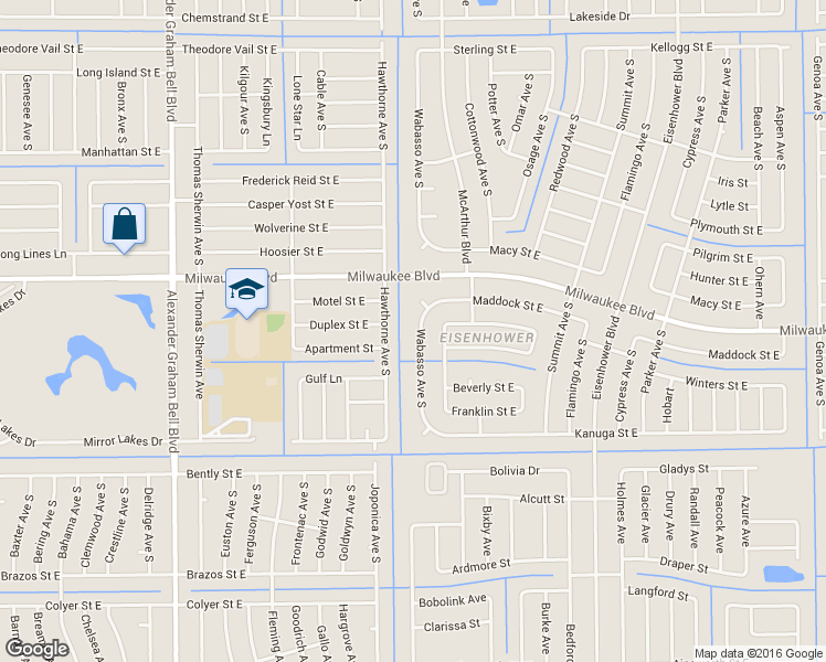 map of restaurants, bars, coffee shops, grocery stores, and more near 612 Wabasso Avenue South in Lehigh Acres