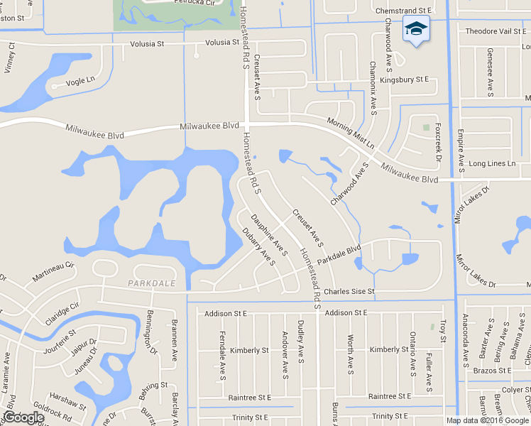 map of restaurants, bars, coffee shops, grocery stores, and more near 650 Homestead Road South in Lehigh Acres