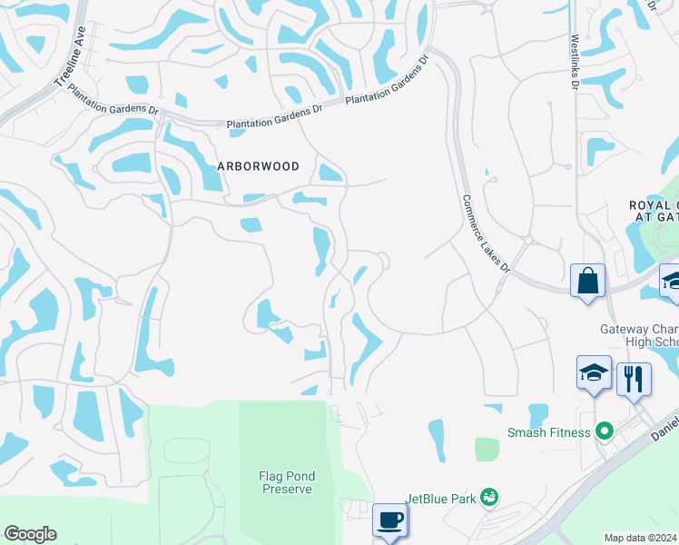 map of restaurants, bars, coffee shops, grocery stores, and more near Chrasfield Chase in Fort Myers