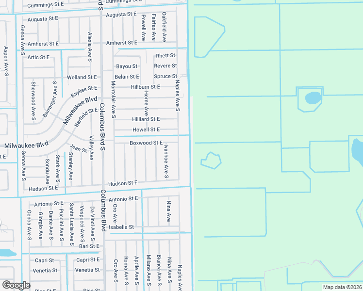 map of restaurants, bars, coffee shops, grocery stores, and more near 633 Naples Avenue South in Lehigh Acres