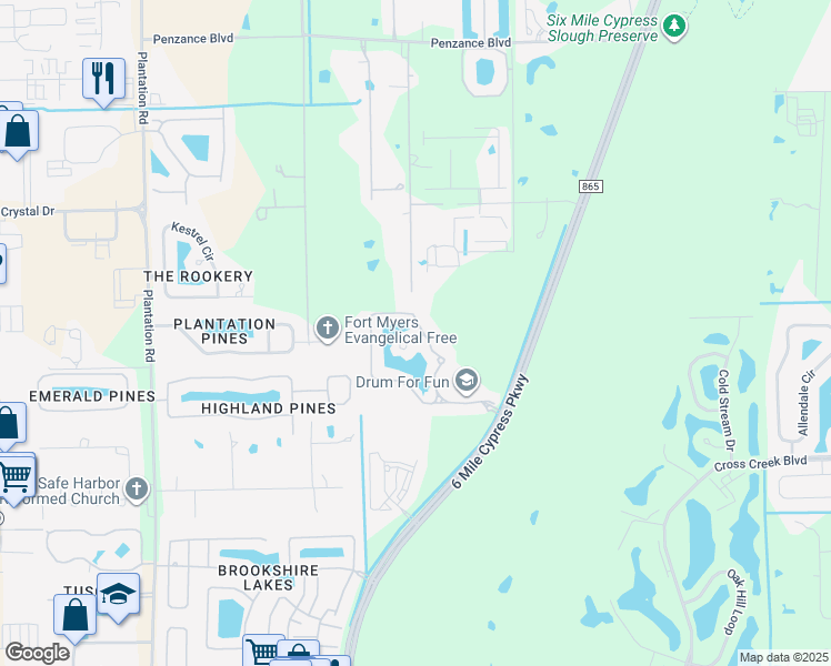 map of restaurants, bars, coffee shops, grocery stores, and more near 12090 Lucca Street in Fort Myers