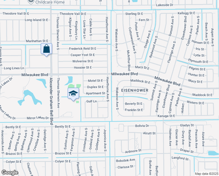 map of restaurants, bars, coffee shops, grocery stores, and more near 612 Wabasso Avenue South in Lehigh Acres