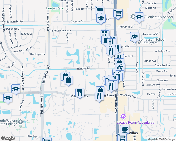 map of restaurants, bars, coffee shops, grocery stores, and more near 12750 Equestrian Circle in Fort Myers