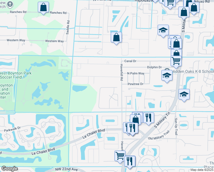 map of restaurants, bars, coffee shops, grocery stores, and more near 5208 Arbor Glen Circle in Lake Worth