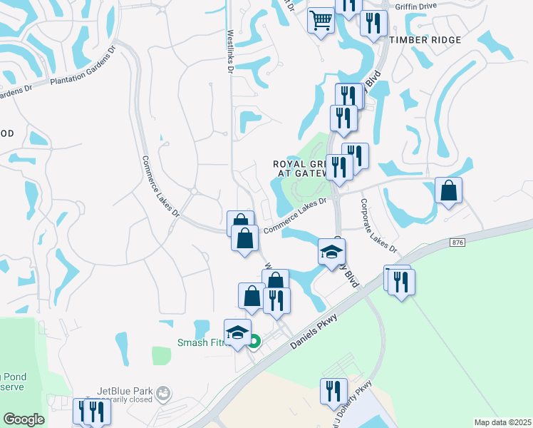 map of restaurants, bars, coffee shops, grocery stores, and more near 12600 Laurel Cove Drive in Fort Myers